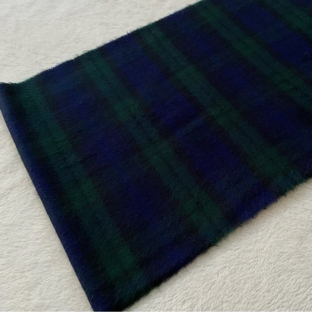 Vintage Christian Dior Monsieur Black Watch Plaid Cashmaire Scarf Made England
